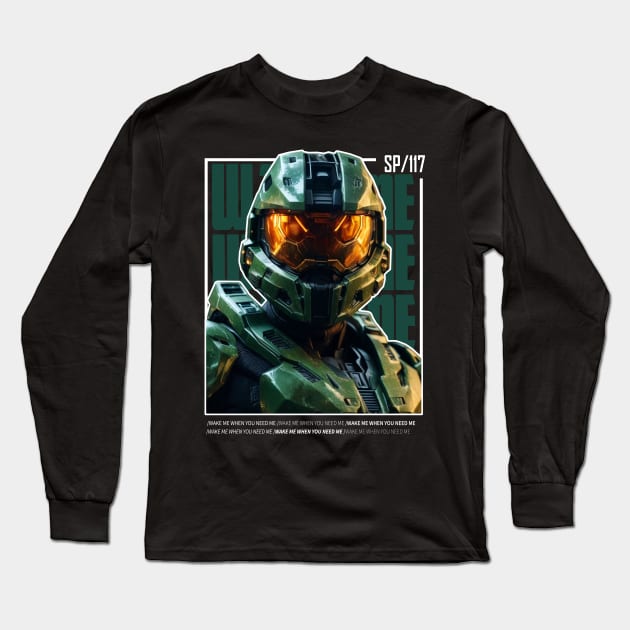 Halo game quotes - Master chief - Spartan 117 - Realistic #1 Long Sleeve T-Shirt by trino21